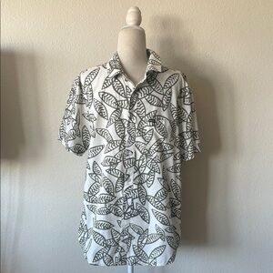 Brixton Charter Short Sleeve Button-Up Shirt L – Green Leaf Print